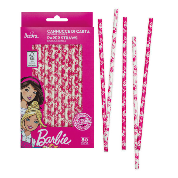 Decora Papierové slamky - Barbie 80 ks - kovove slamky, slamky, sklenene slamky, papierove slamky, bambusove slamky, eko slamky, nerezove slamky, bambusové slamky, kovové slamky dm, ekologicke slamky, kefka na slamky, bio slamky, ryzove slamky, psenicne slamky