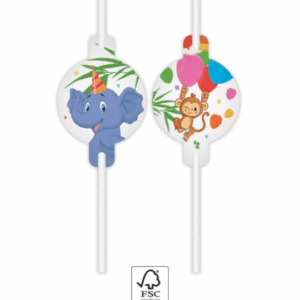 Procos Slamky s motívom Jungle Balloons 4 ks - kovove slamky, slamky, sklenene slamky, papierove slamky, bambusove slamky, eko slamky, nerezove slamky, bambusové slamky, kovové slamky dm, ekologicke slamky, kefka na slamky, bio slamky, ryzove slamky, psenicne slamky