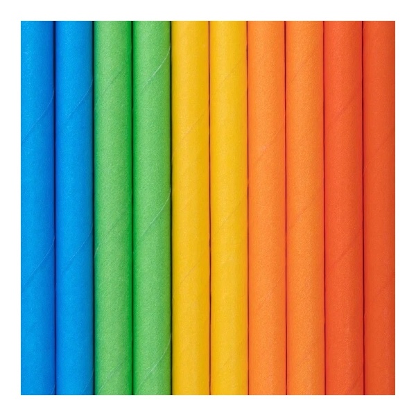 Slamky papierové dúhové 10 ks - kovove slamky, slamky, sklenene slamky, papierove slamky, bambusove slamky, eko slamky, nerezove slamky, bambusové slamky, kovové slamky dm, ekologicke slamky, kefka na slamky, bio slamky, ryzove slamky, psenicne slamky