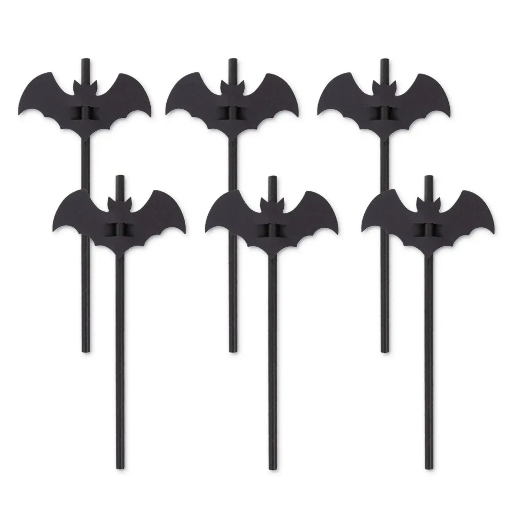 Papierové slamky s netopiermi 12 ks - kovove slamky, slamky, sklenene slamky, papierove slamky, bambusove slamky, eko slamky, nerezove slamky, bambusové slamky, kovové slamky dm, ekologicke slamky, kefka na slamky, bio slamky, ryzove slamky, psenicne slamky