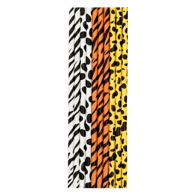 Slamky papierové Zvierací motív 10 ks - kovove slamky, slamky, sklenene slamky, papierove slamky, bambusove slamky, eko slamky, nerezove slamky, bambusové slamky, kovové slamky dm, ekologicke slamky, kefka na slamky, bio slamky, ryzove slamky, psenicne slamky