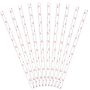 Slamky papierové biele so srdiečkami 10ks - kovove slamky, slamky, sklenene slamky, papierove slamky, bambusove slamky, eko slamky, nerezove slamky, bambusové slamky, kovové slamky dm, ekologicke slamky, kefka na slamky, bio slamky, ryzove slamky, psenicne slamky