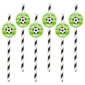 Slamky papierové Futbal 6 ks - kovove slamky, slamky, sklenene slamky, papierove slamky, bambusove slamky, eko slamky, nerezove slamky, bambusové slamky, kovové slamky dm, ekologicke slamky, kefka na slamky, bio slamky, ryzove slamky, psenicne slamky